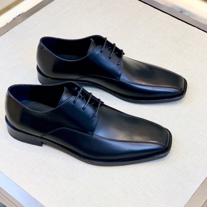 NIGO Balenciaga Men's Solid Colour Square Toe Metal BB Logo Cowhide Leather Shoes #nigo77218