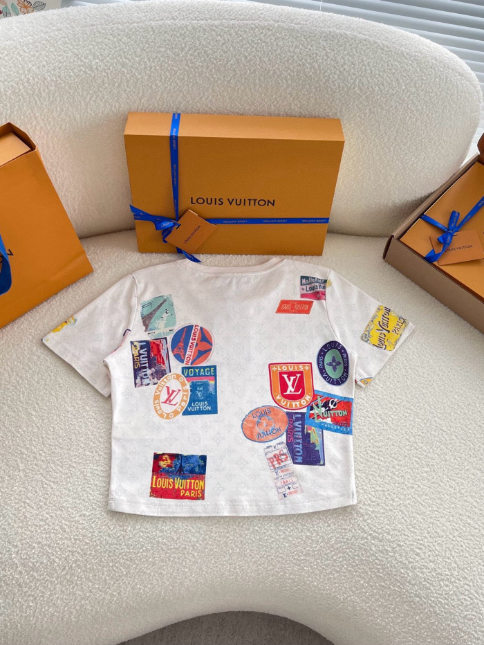 NIGO Louis Vuitton Women's Summer Badge Pattern Printed Round Neck Cotton Short T-Shirt #nigo77232