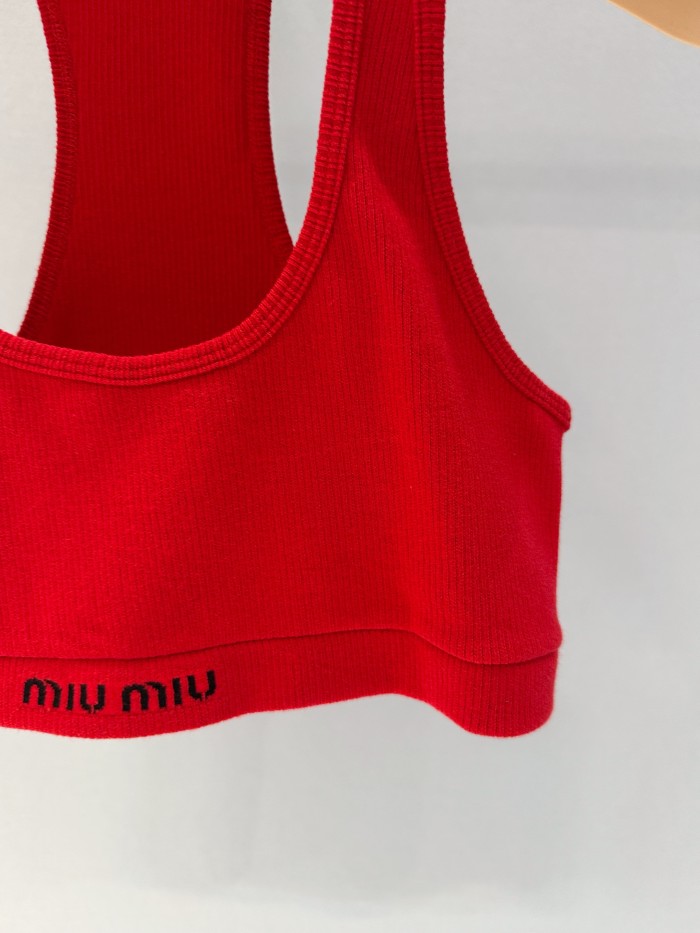 NIGO MiuMiu Women's Summer Seamless Racerback Top Elastic Jacquard Short Solid Color Cotton Sleeveless Vest #nigo81272