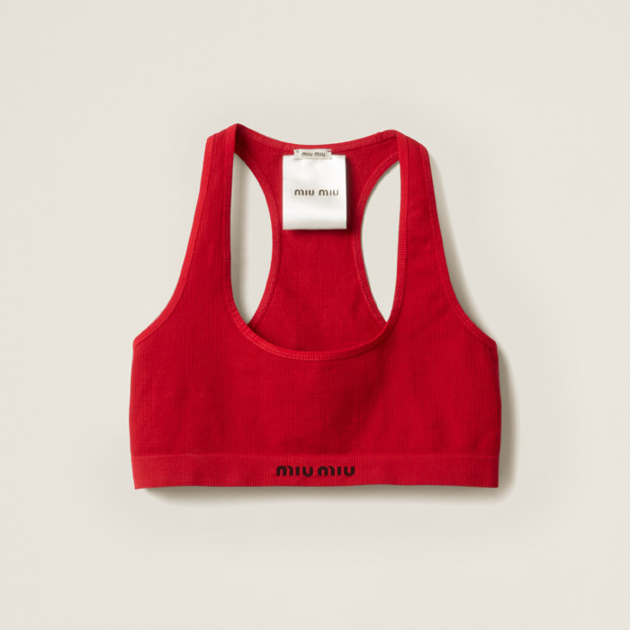 NIGO MiuMiu Women's Summer Seamless Racerback Top Elastic Jacquard Short Solid Color Cotton Sleeveless Vest #nigo81272