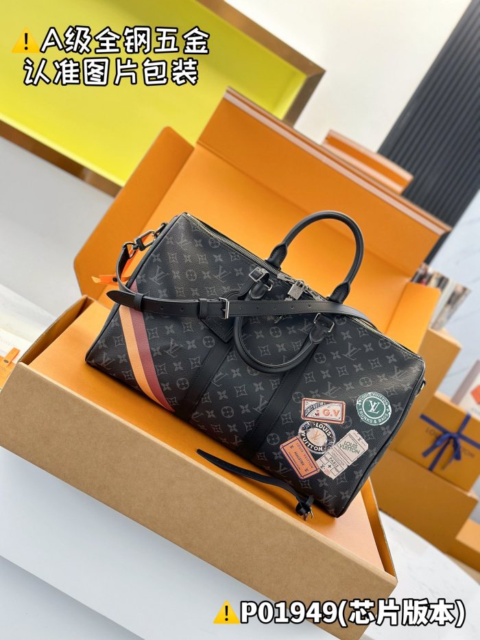 NIGO Louis Vuitton Keepall Bandoulière 45 Men's Solid Color Letter Print Removable Adjustable Shoulder Strap Leather And Canvas Handbag Shoulder Bag Bags #nigo77241