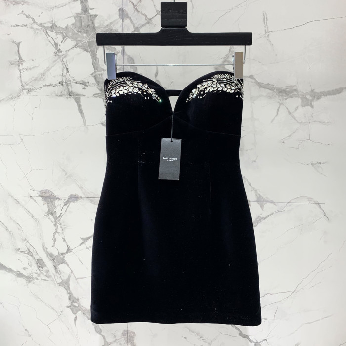 NIGO Saint Laurent Women's Spring And Summer Luxury Diamond Strapless Mini Dress Fashionable Temperament Custom Dresses #nigo81427