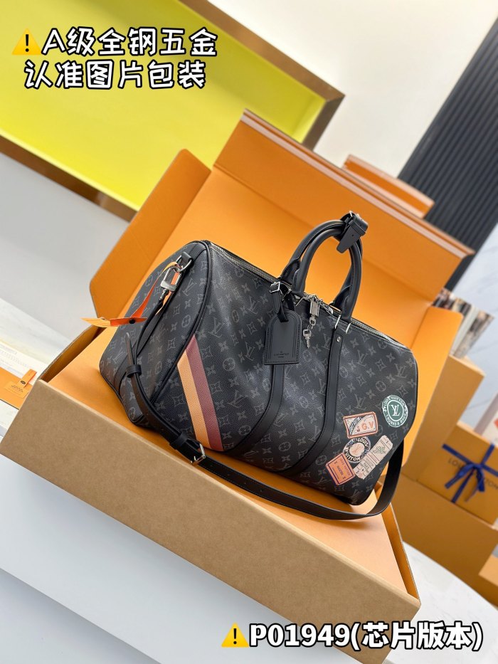 NIGO Louis Vuitton Keepall Bandoulière 45 Men's Solid Color Letter Print Removable Adjustable Shoulder Strap Leather And Canvas Handbag Shoulder Bag Bags #nigo77241