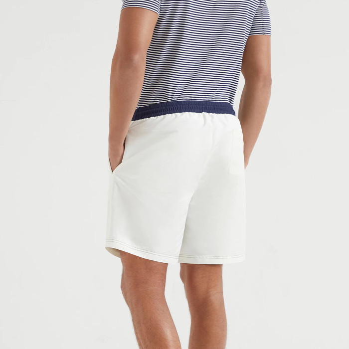 NIGO Brunello Cucinelli  Nylon Swim Shorts With Contrast Details And Print Men's Spring Summer Holiday Beach Shorts Colour Block Fashion Casual Pants #nigo77277