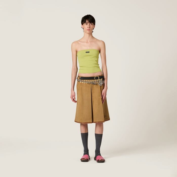 NIGO MiuMiu Women's Spring And Summer Two-colour Logo Stretch Ribbed Knit Wrap Summer Youth Viscose Fibre Top Fashion Casual Bustier T-shirt #nigo77291
