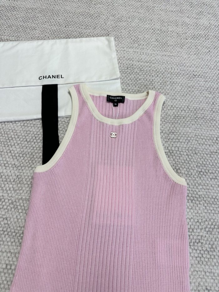 NIGO Chanel Women's CoCo Beach Summer Round Neck Pullover Sleeveless Colorblocking Cotton Knit Dresses #nigo77267