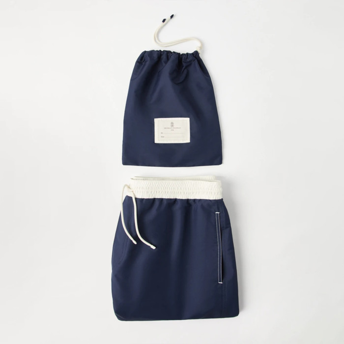 NIGO Brunello Cucinelli  Nylon Swim Shorts With Contrast Details And Print Men's Spring Summer Holiday Beach Shorts Colour Block Fashion Casual Pants #nigo77277
