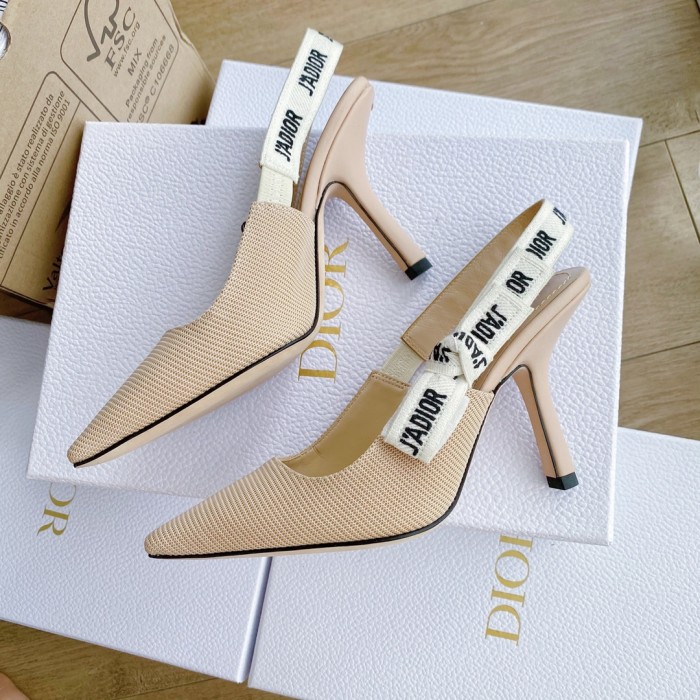 NIGO Dior Toujours Women's Summer Solid Color Pointed Toe Closed Toe Fine Heel Breathable Leather High Heel Shoes #nigo77265
