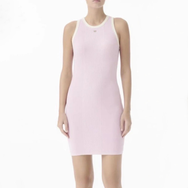 NIGO Chanel Women's CoCo Beach Summer Round Neck Pullover Sleeveless Colorblocking Cotton Knit Dresses #nigo77267