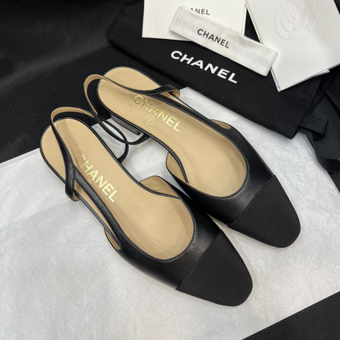 NIGO Chanel Women's Spring Summer Solid Colour Leather Round Toe Ballet Sandal Shoes #nigo77255