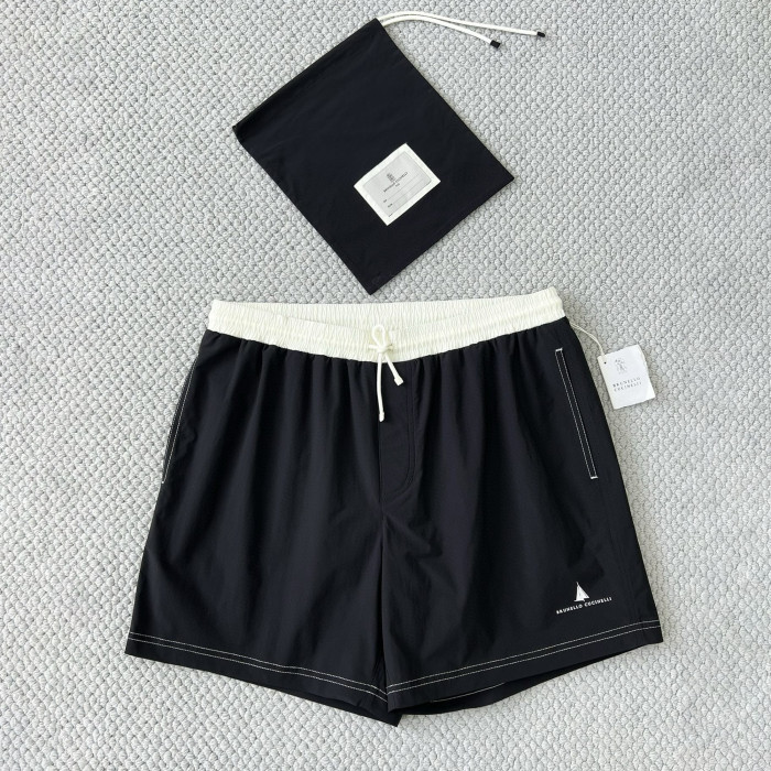 NIGO Brunello Cucinelli  Nylon Swim Shorts With Contrast Details And Print Men's Spring Summer Holiday Beach Shorts Colour Block Fashion Casual Pants #nigo77277