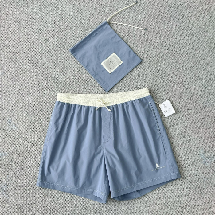 NIGO Brunello Cucinelli  Nylon Swim Shorts With Contrast Details And Print Men's Spring Summer Holiday Beach Shorts Colour Block Fashion Casual Pants #nigo77277