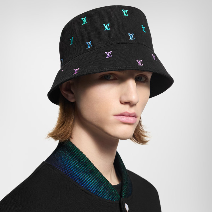 NIGO Louis Vuitton Men's LV Blason Shading Denim Embroidered Solid Color Cotton Reversible Fisherman'S Hat #nigo77276
