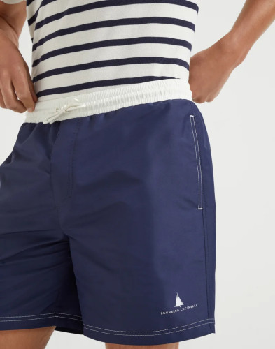 NIGO Brunello Cucinelli  Nylon Swim Shorts With Contrast Details And Print Men's Spring Summer Holiday Beach Shorts Colour Block Fashion Casual Pants #nigo77277