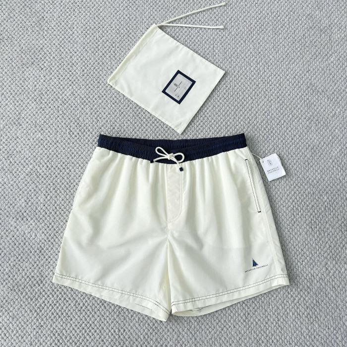 NIGO Brunello Cucinelli  Nylon Swim Shorts With Contrast Details And Print Men's Spring Summer Holiday Beach Shorts Colour Block Fashion Casual Pants #nigo77277