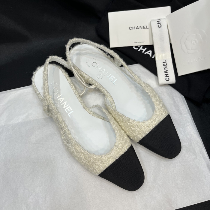 NIGO Chanel Women's Spring Summer Solid Colour Leather Round Toe Ballet Sandal Shoes #nigo77255