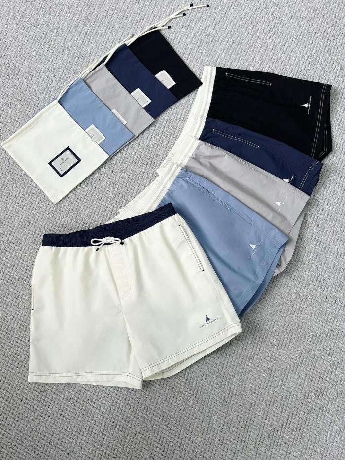 NIGO Brunello Cucinelli  Nylon Swim Shorts With Contrast Details And Print Men's Spring Summer Holiday Beach Shorts Colour Block Fashion Casual Pants #nigo77277