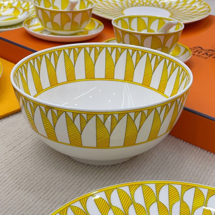 NIGO Hermes Soleil D'Hermes Tableware Collection Ceramic Dinner Plate, Soup Bowl, Soup Spoon, Bone Dish, Fruit Plate Multi-Configuration Set Accessories #nigo81281