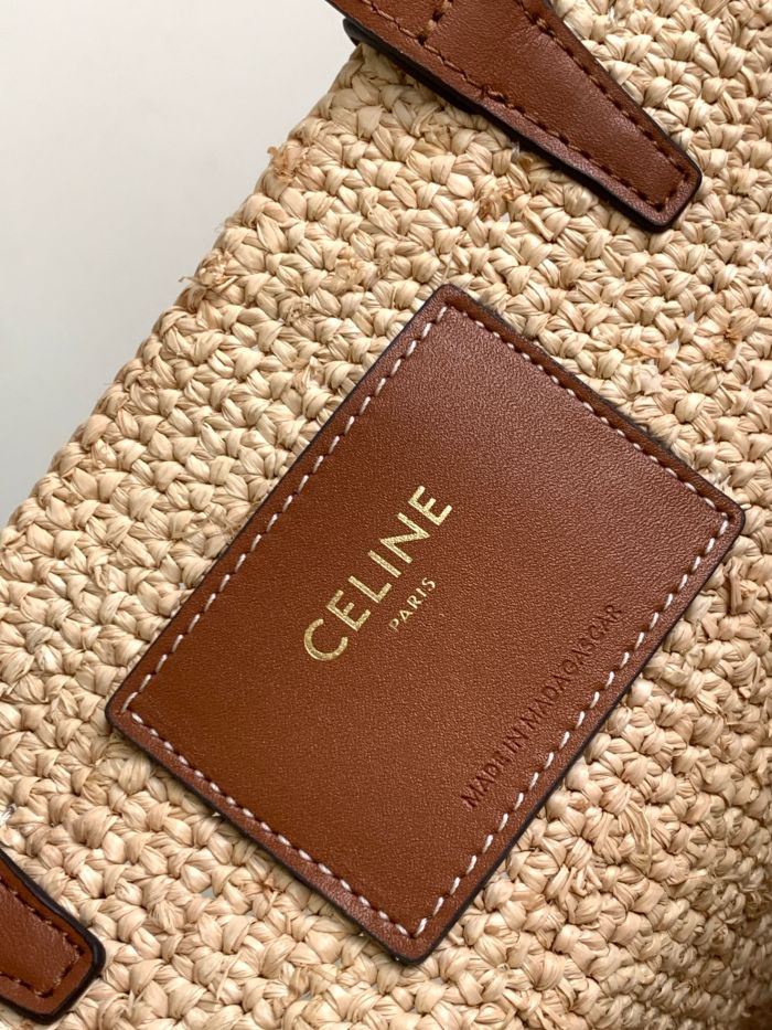 NIGO Celine Women's Teen Supple Classic Panier In Raffia Logo Calfskin Pure Color Casual Shoulder Handbag Tote Bag Bags 115802FF7.04LU #nigo81278