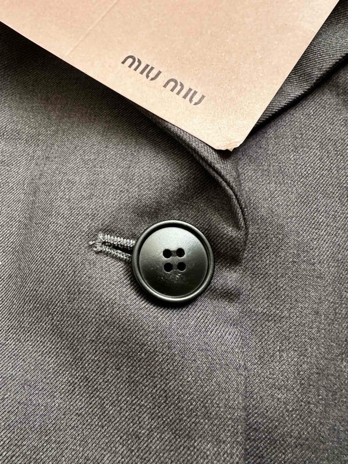 NIGO MiuMiu Women's Solid Color Embroidered Letter Print Single-Breasted Wool Long Sleeve Jacket #nigo77317