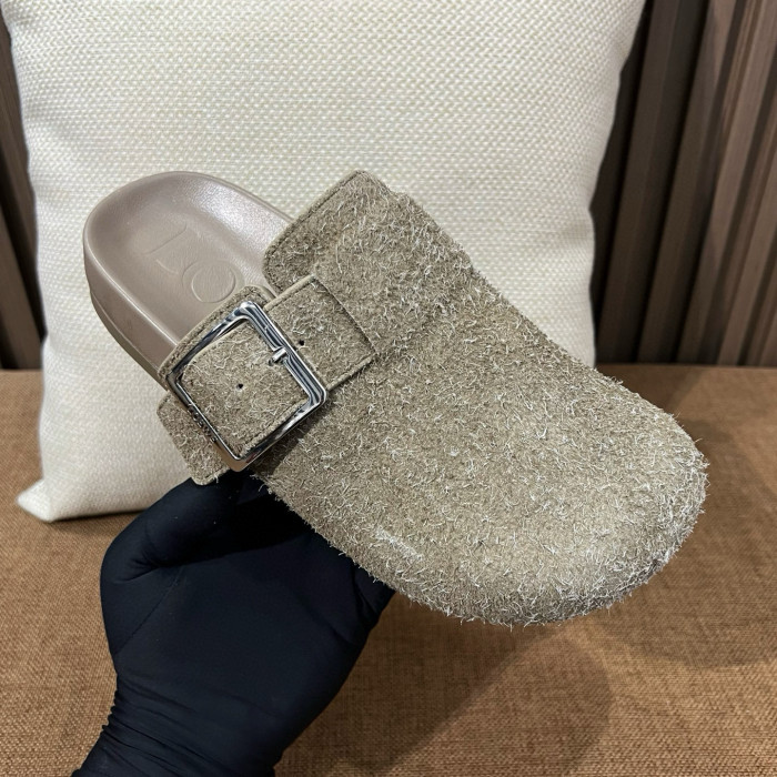 NIGO LOEWE Women's Summer Solid Color Suede Round Toe Flat Birkenstock Sandals Shoes Slippers #nigo77314