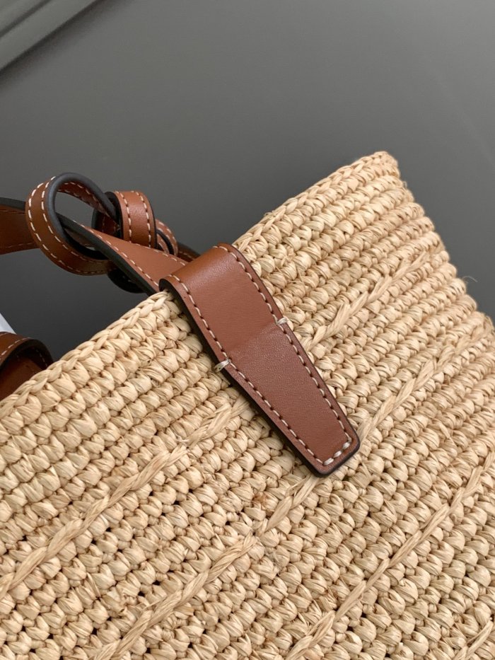 NIGO Celine Women's Teen Supple Classic Panier In Raffia Logo Calfskin Pure Color Casual Shoulder Handbag Tote Bag Bags 115802FF7.04LU #nigo81278
