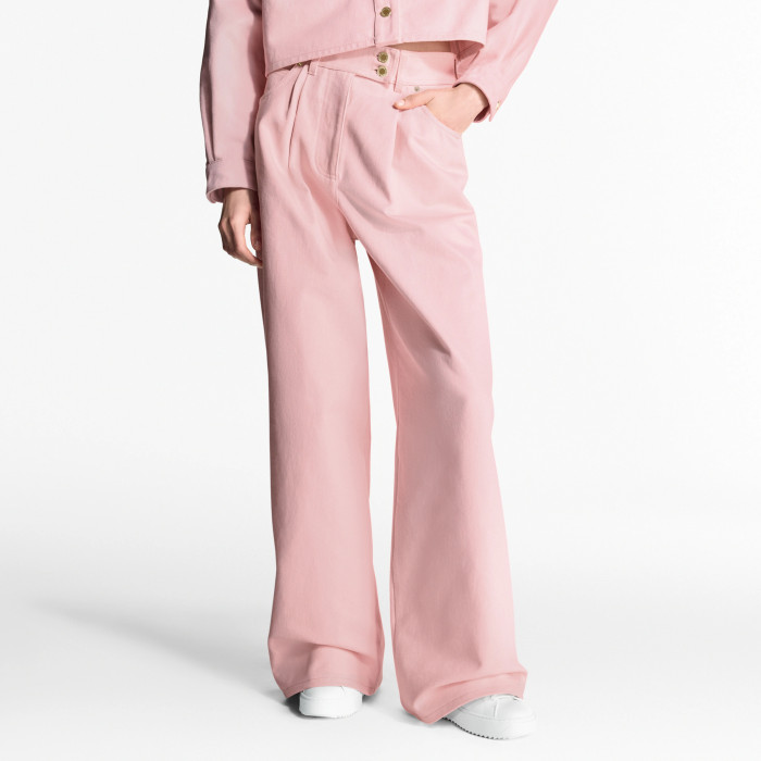 NIGO Louis Vuitton Women's Spring, Summer And Fall Lapel Cotton Solid Color Short Denim Shirt Casual Straight Pleated Pants #nigo81276