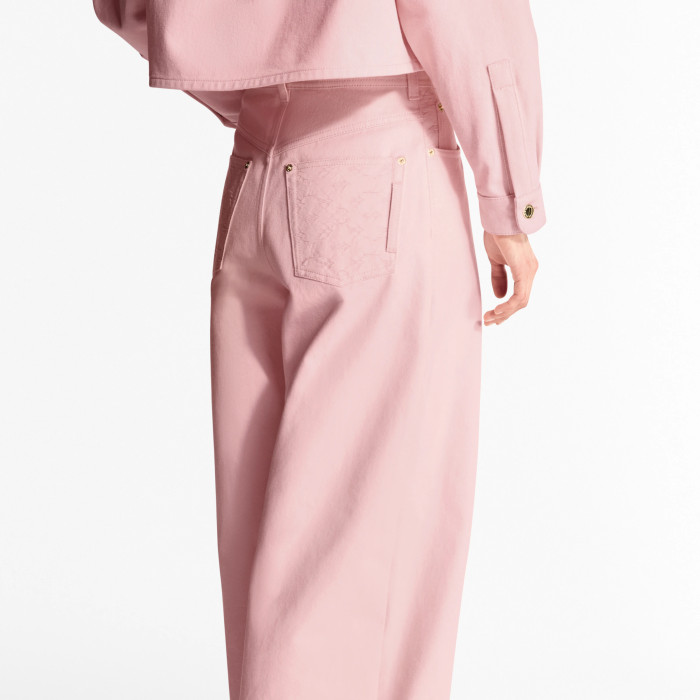 NIGO Louis Vuitton Women's Spring, Summer And Fall Lapel Cotton Solid Color Short Denim Shirt Casual Straight Pleated Pants #nigo81276