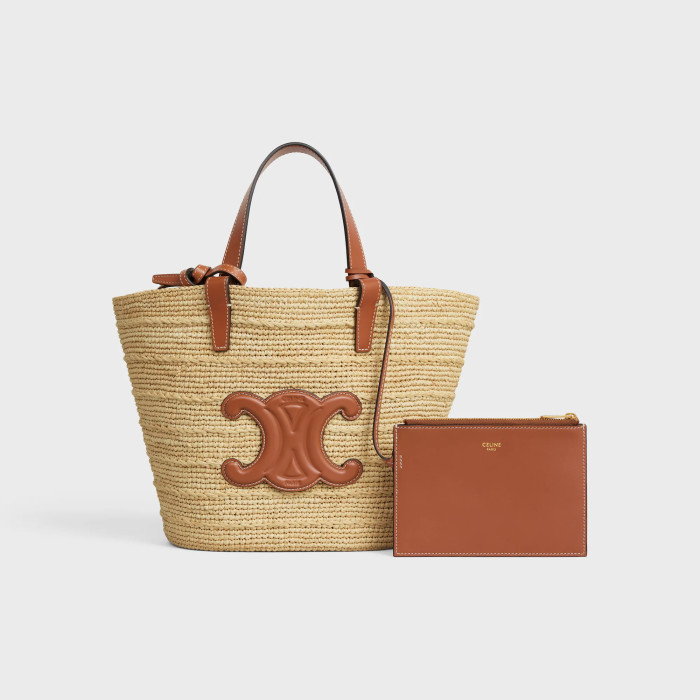 NIGO Celine Women's Teen Supple Classic Panier In Raffia Logo Calfskin Pure Color Casual Shoulder Handbag Tote Bag Bags 115802FF7.04LU #nigo81278