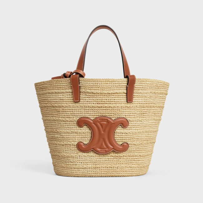 NIGO Celine Women's Teen Supple Classic Panier In Raffia Logo Calfskin Pure Color Casual Shoulder Handbag Tote Bag Bags 115802FF7.04LU #nigo81278