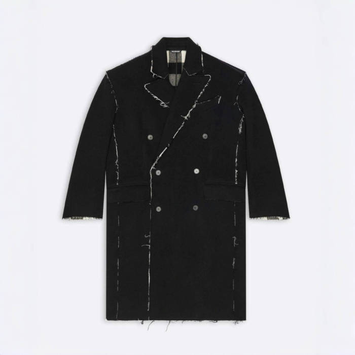 NIGO Balenciaga Men's Women's Spring, Autumn And Winter Splicing Raw Edge Lapel Double Breasted Solid Color Straight Coat Jacket Ngvp #nigo1697