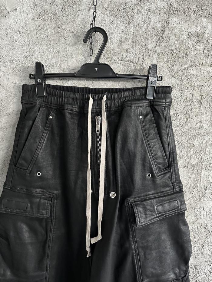 NIGO Rick Owens Men's High Street Four Seasons Batik Solid Color Stretch Lace-Up Workwear Flared Pants Casual Denim Trousers Pants Ngvp #nigo1772