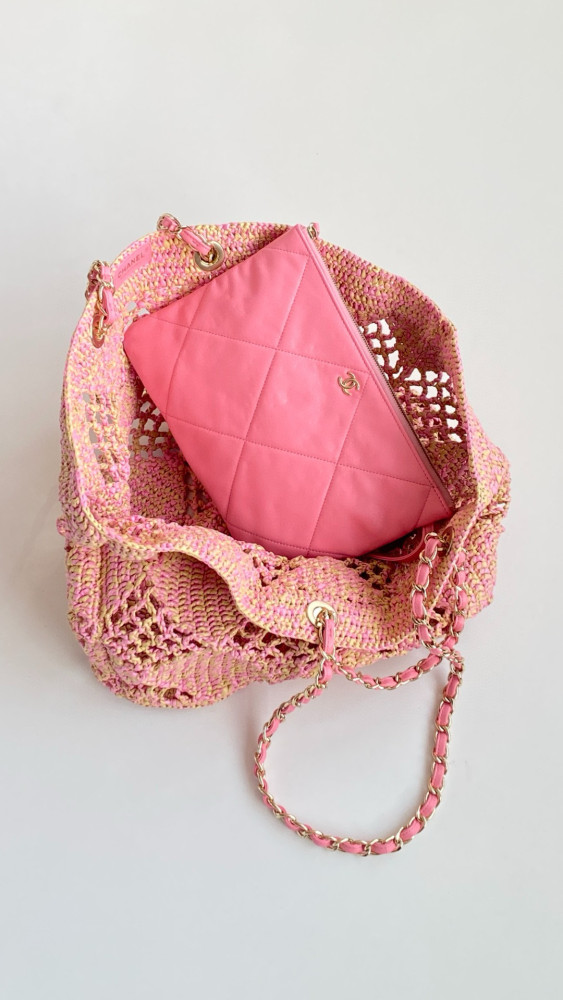 NIGO Chanel Women's CoCo Beach Collection Raffia Woven Shopper Colorblocking Large Small Tote Bag Bags AS4714-B15546-NW425 #nigo81287