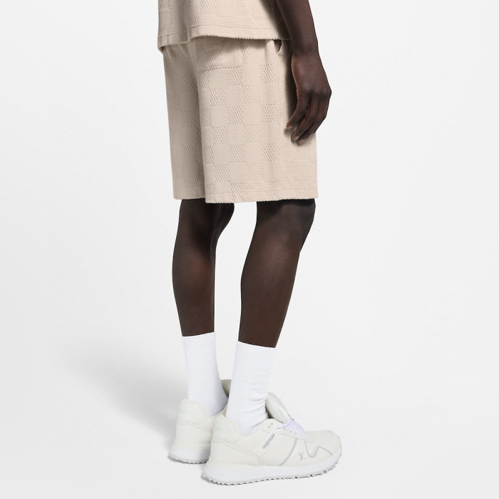 NIGO Louis Vuitton  men's Summer Jacquard Plaid Openwork Knit Fashion Trend Round Neck T-shirt Drawstring Straight Shorts Set Suit #nigo81363