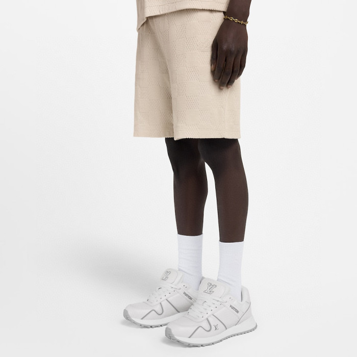 NIGO Louis Vuitton  men's Summer Jacquard Plaid Openwork Knit Fashion Trend Round Neck T-shirt Drawstring Straight Shorts Set Suit #nigo81363