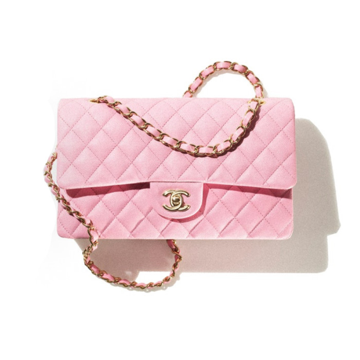 NIGO Chanel CF22 Spring/summer Women's Pink Lychee Leather Bags 24k Gold Plated Flap Classic Collection Bag #nigo81254