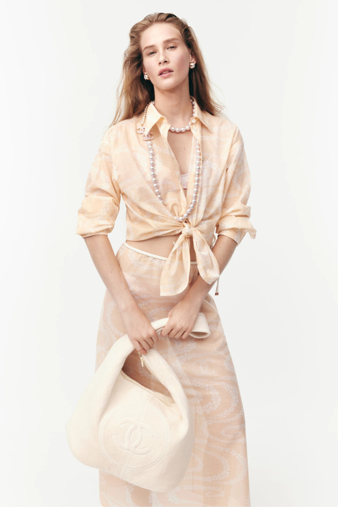 NIGO Chanel Women's CoCo Beach Printed Cotton Lapel Spring Solid Color Long Sleeve Shirt #nigo81316