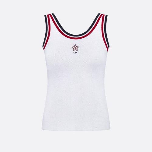 NIGO Dior Women's Spring And Summer New Vibe Tricolour Logo Vest Pleated Knit Half Skirt Fashion Elegant Temperament Set Suit #nigo81362