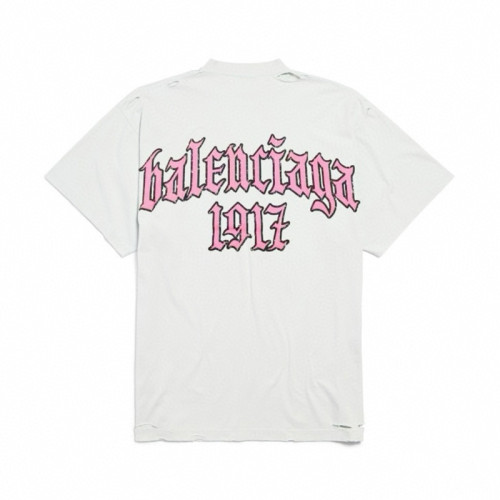 NIGO Balenciaga Men's Women's Summer Retro Back Printed Hole Breaking Round Neck Solid Color Loose Short Sleeve T-Shirt #nigo81296