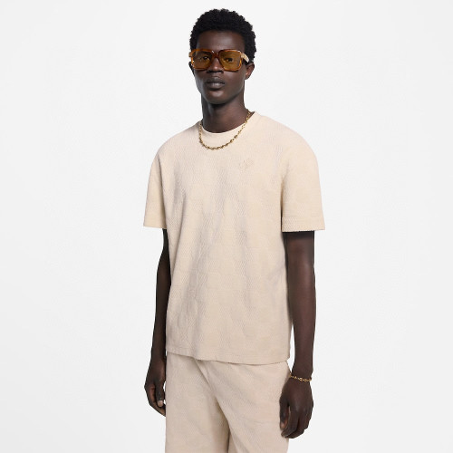 NIGO Louis Vuitton  men's Summer Jacquard Plaid Openwork Knit Fashion Trend Round Neck T-shirt Drawstring Straight Shorts Set Suit #nigo81363
