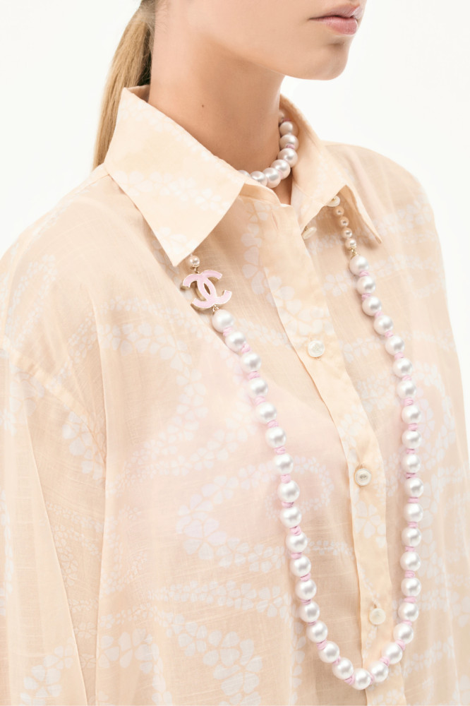 NIGO Chanel Women's CoCo Beach Printed Cotton Lapel Spring Solid Color Long Sleeve Shirt #nigo81316