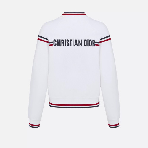 NIGO Dior Women's Spring Summer New Vibe Pilot Jacket White Zip Jacket Tricolour Strip Woven Embroidered Logo Pleated Half Skirt Set Suit #nigo81259