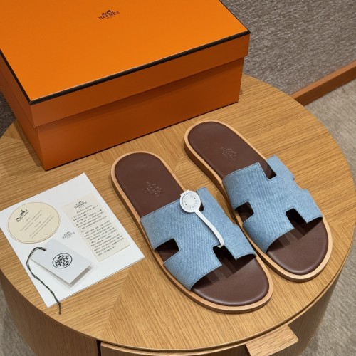 NIGO Hermes  Men's Summer Izmir Sandals Embroidered Leather Cowboy Round Toe Flat Casual Slippers Shoes #nigo81317
