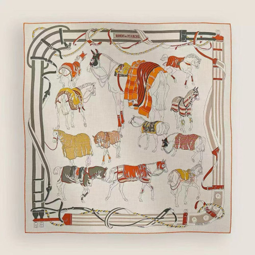 NIGO Hermes Horse Field Competition Show Cashmere Silk Square Scarf Fashion Light Temperament Elegant Silk Scarf Accessories #nigo81257
