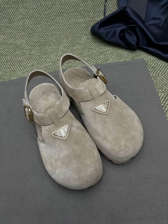 NIGO Prada Women's Spring And Summer Suede Buckle Fashion Casual Sandals Comfortable Flat Single Shoes #nigo81368