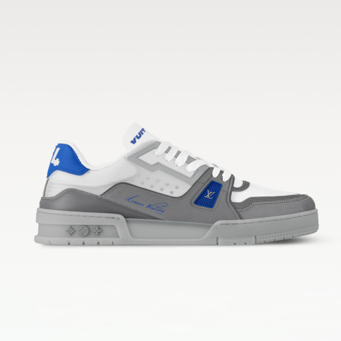 NIGO Louis Vuitton Men's LV Trainer Sneakers Four Seasons Retro Colorblocking Grained Cowhide Leather Mesh Round Toe Lace-Up Low Casual Shoes #nigo81323