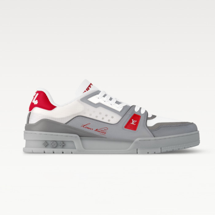 NIGO Louis Vuitton Men's LV Trainer Sneakers Four Seasons Retro Colorblocking Grained Cowhide Leather Mesh Round Toe Lace-Up Low Casual Shoes #nigo81323