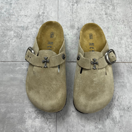 NIGO Chrome Hearts x Birkenstock Men's And Women's Spring Summer Round Toe Buckle Slippers Vacation Fashion Trend Cross Logo Sandals Shoes #nigo81377