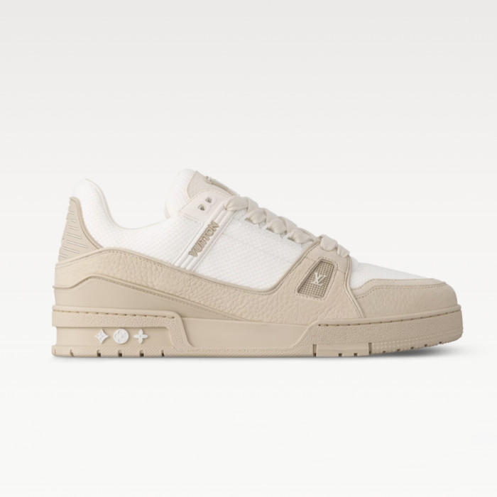 NIGO Louis Vuitton Men's LV Trainer Sneakers Four Seasons Retro Colorblocking Grained Cowhide Leather Mesh Round Toe Lace-Up Low Casual Shoes #nigo81323