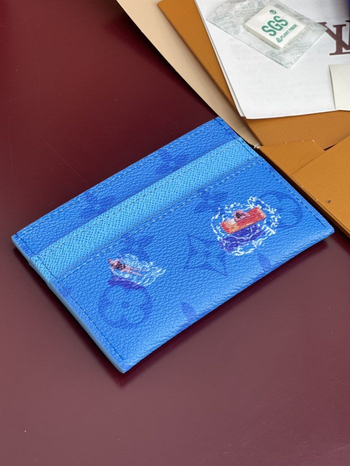 NIGO Louis Vuitton Double Men's Solid Color Logo Print Holiday Sports Series Leather Card Holder Wallet Bag Bags #nigo77331